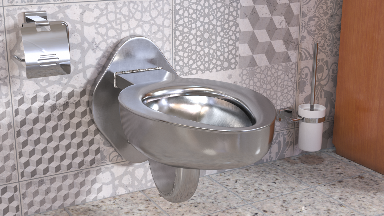 Stainless Steel Toilet Wall Mounted New 3D model