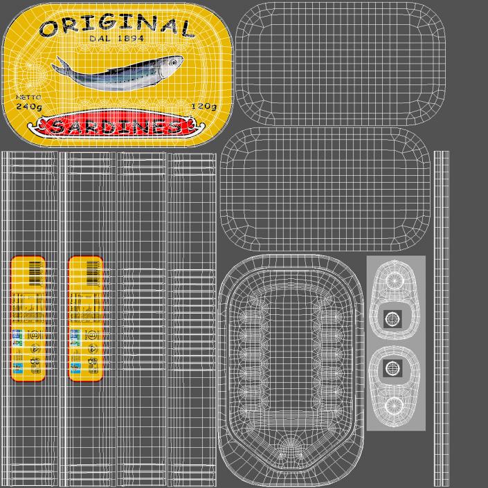 Open Empty Rectangular Sardine Can 3D model