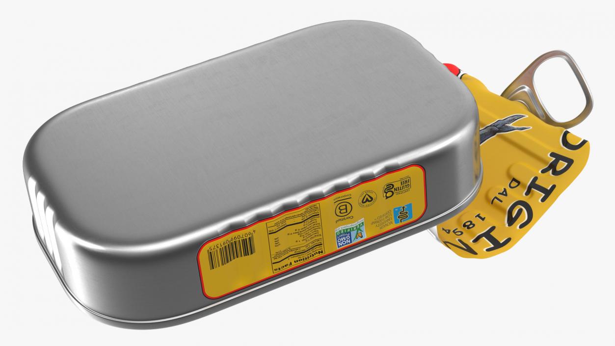 Open Empty Rectangular Sardine Can 3D model