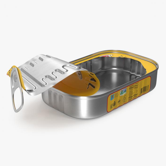 Open Empty Rectangular Sardine Can 3D model