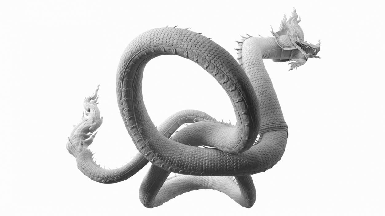 Thai Naga Dragon White Curled 3D model