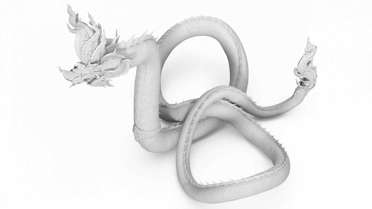 Thai Naga Dragon White Curled 3D model