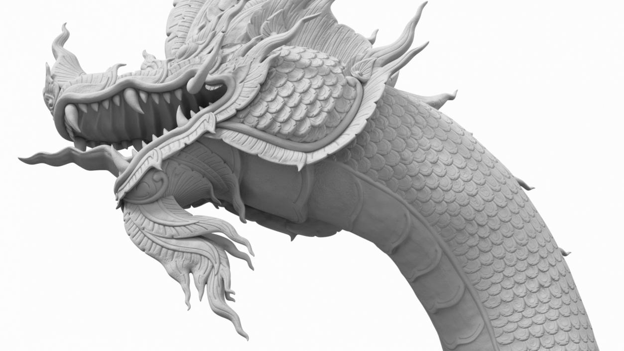 Thai Naga Dragon White Curled 3D model