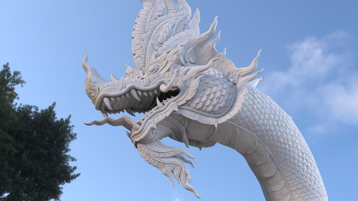 Thai Naga Dragon White Curled 3D model