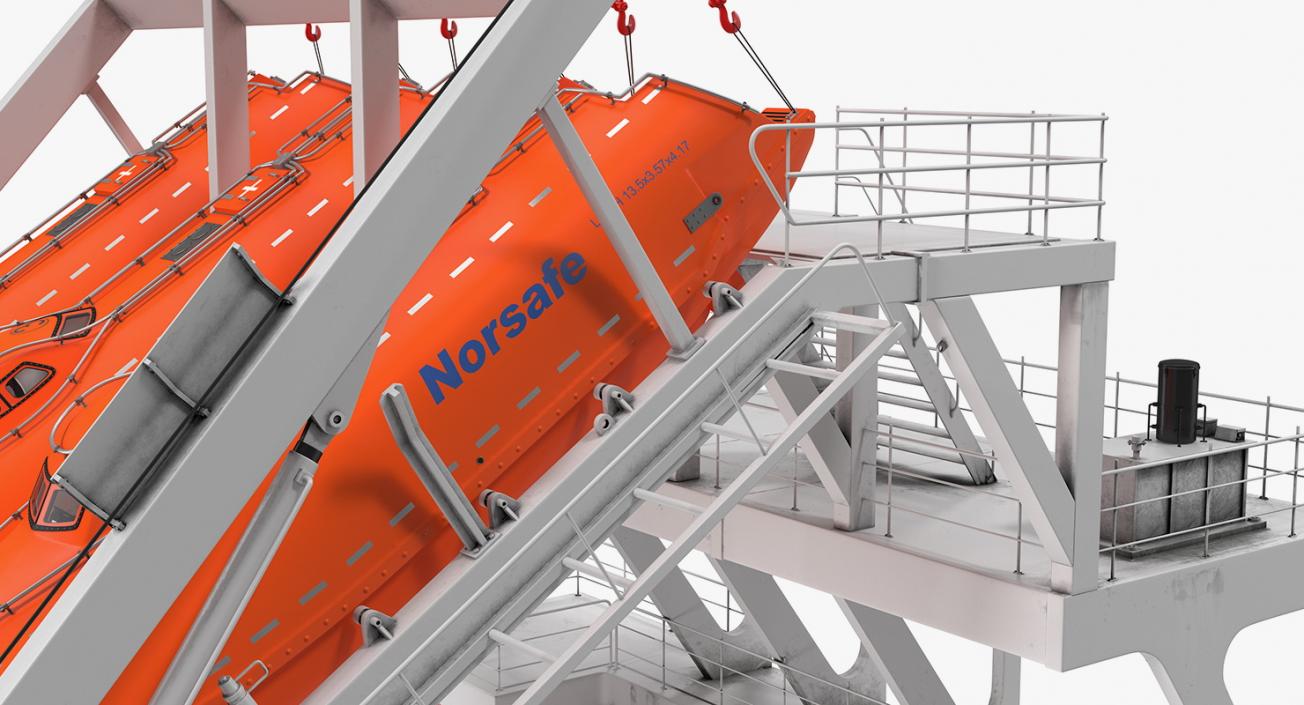 3D model Freefall Lifeboats Hydraulic Launch