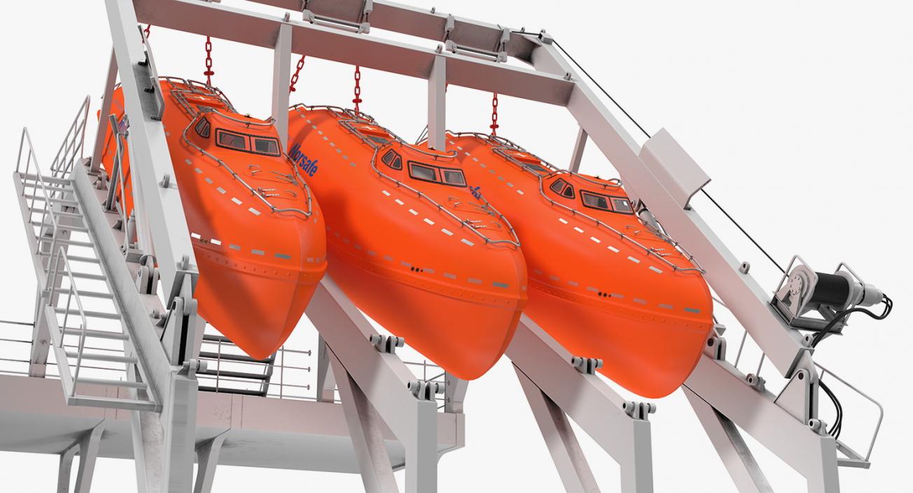 3D model Freefall Lifeboats Hydraulic Launch