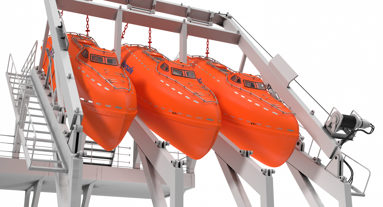 3D model Freefall Lifeboats Hydraulic Launch