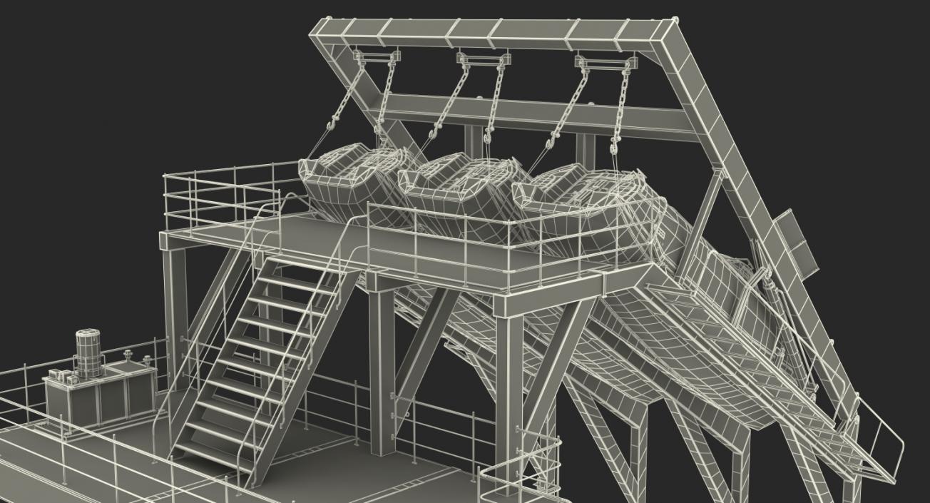 3D model Freefall Lifeboats Hydraulic Launch