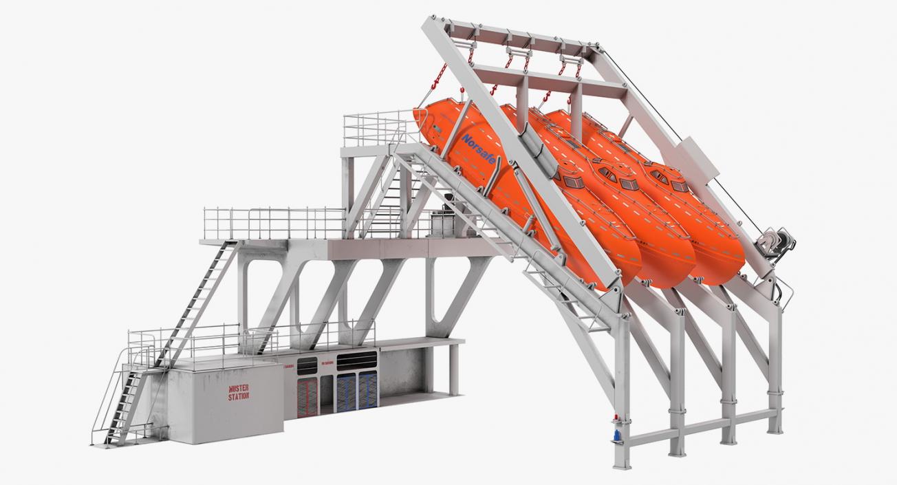 3D model Freefall Lifeboats Hydraulic Launch