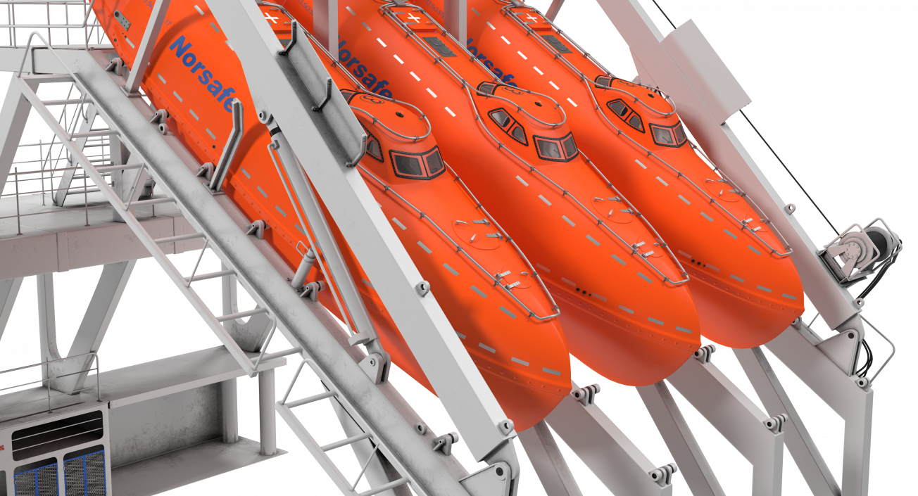 3D model Freefall Lifeboats Hydraulic Launch