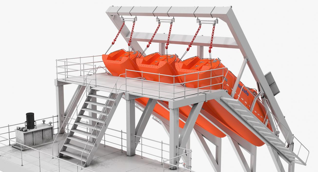 3D model Freefall Lifeboats Hydraulic Launch