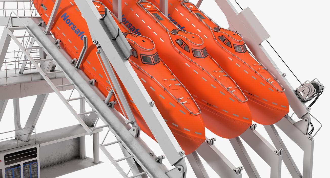 3D model Freefall Lifeboats Hydraulic Launch