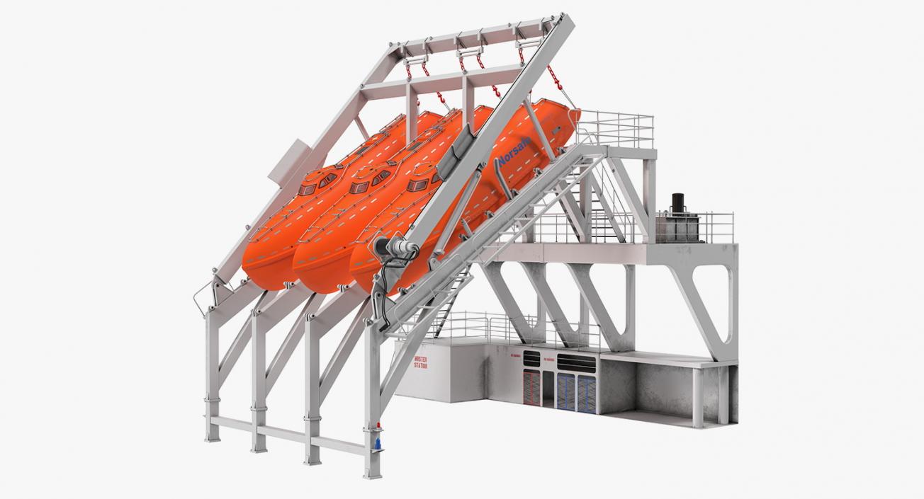 3D model Freefall Lifeboats Hydraulic Launch