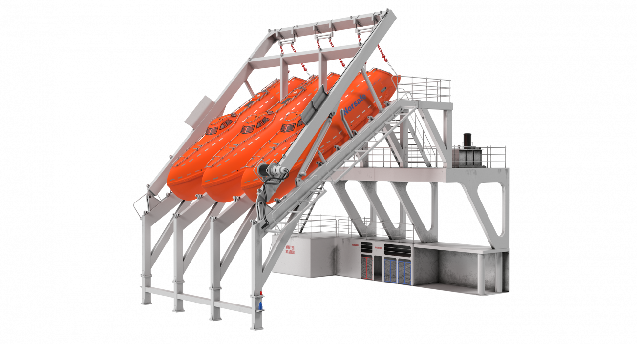 3D model Freefall Lifeboats Hydraulic Launch