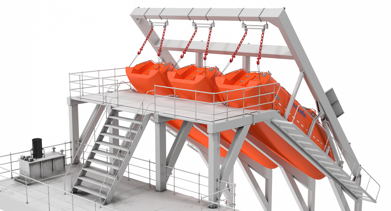 3D model Freefall Lifeboats Hydraulic Launch