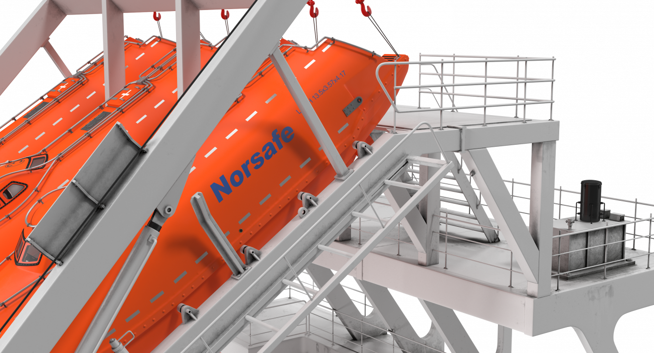 3D model Freefall Lifeboats Hydraulic Launch