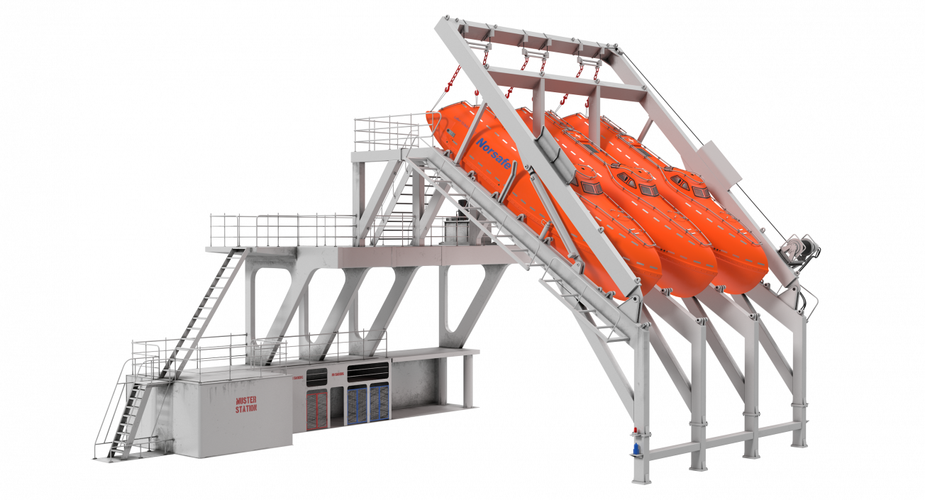 3D model Freefall Lifeboats Hydraulic Launch