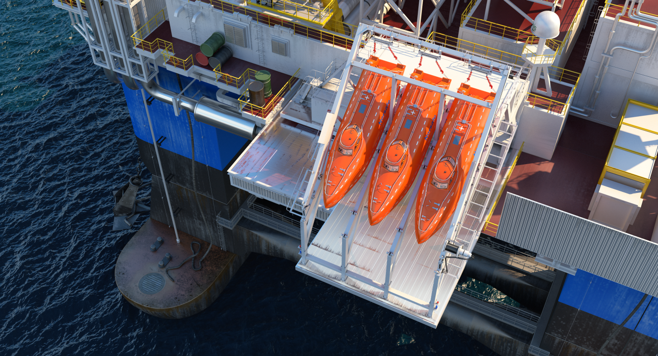 3D model Freefall Lifeboats Hydraulic Launch