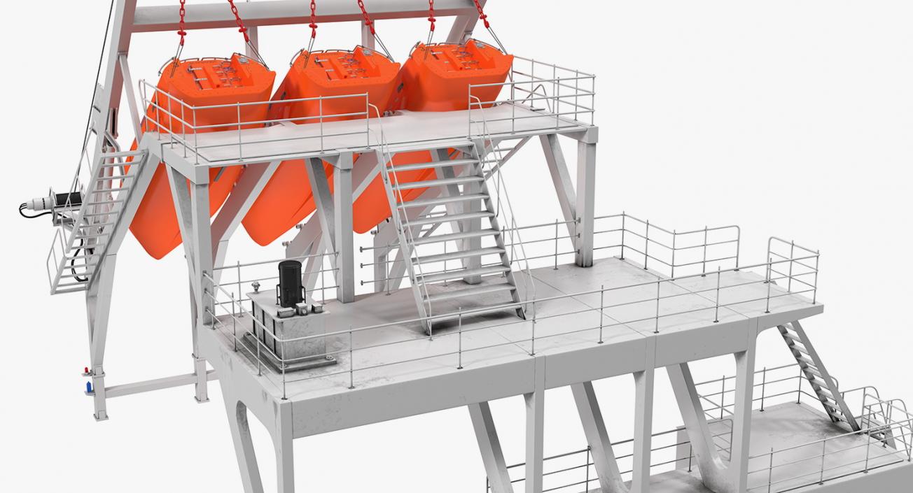 3D model Freefall Lifeboats Hydraulic Launch