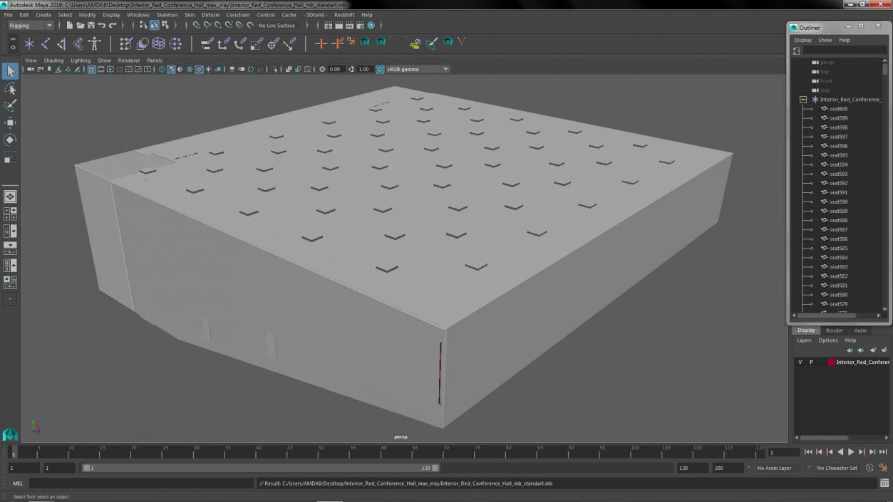 3D Interior Red Conference Hall model