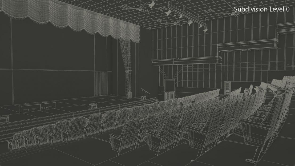 3D Interior Red Conference Hall model