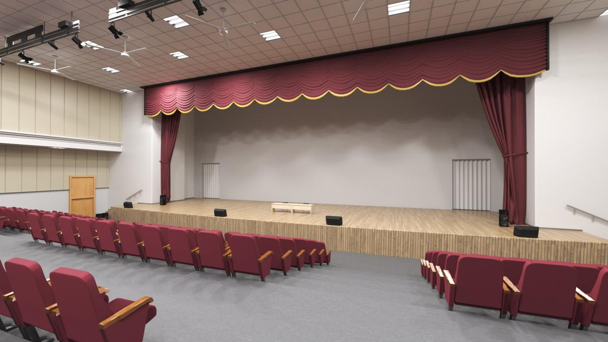 3D Interior Red Conference Hall model