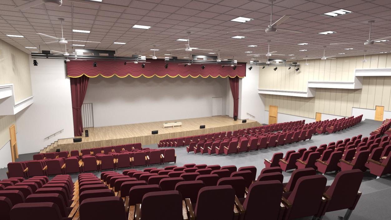 3D Interior Red Conference Hall model