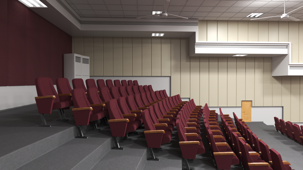 3D Interior Red Conference Hall model