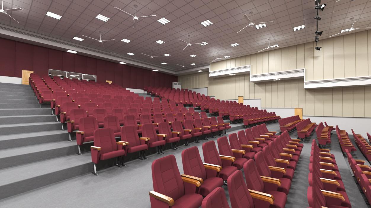 3D Interior Red Conference Hall model