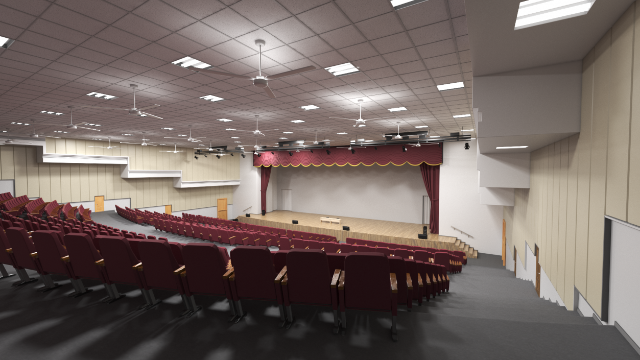 3D Interior Red Conference Hall model