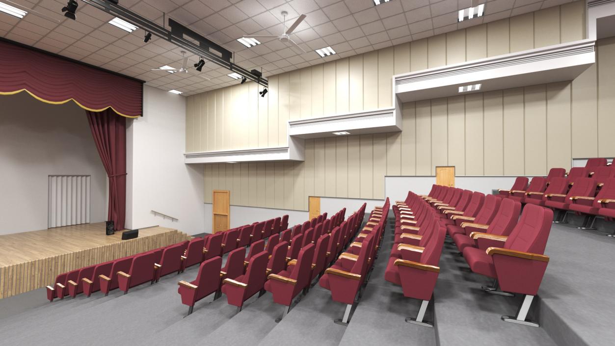 3D Interior Red Conference Hall model