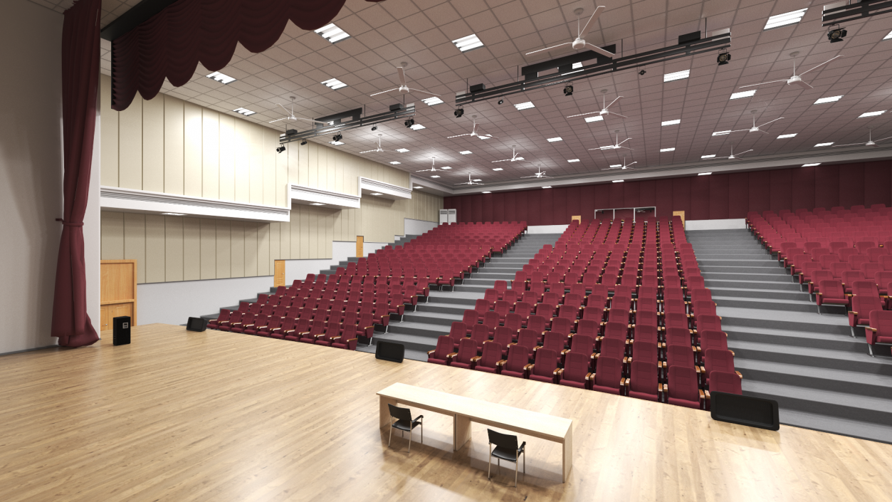 3D Interior Red Conference Hall model