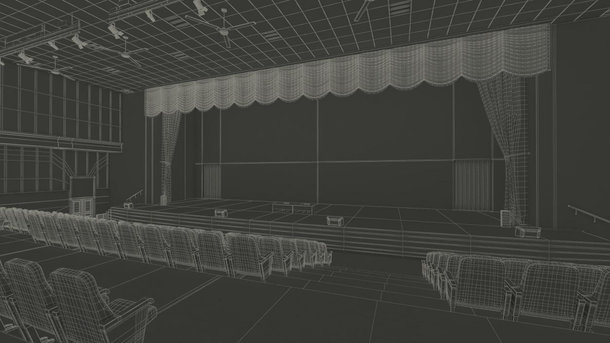 3D Interior Red Conference Hall model