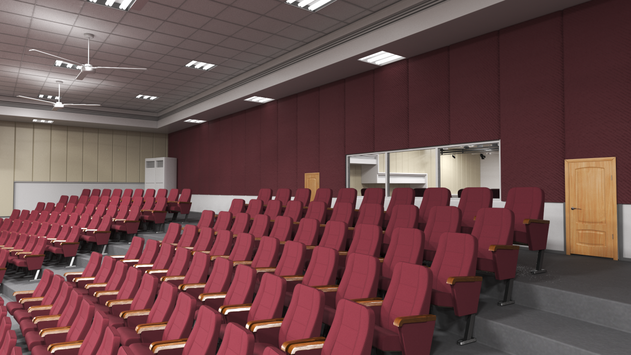 3D Interior Red Conference Hall model