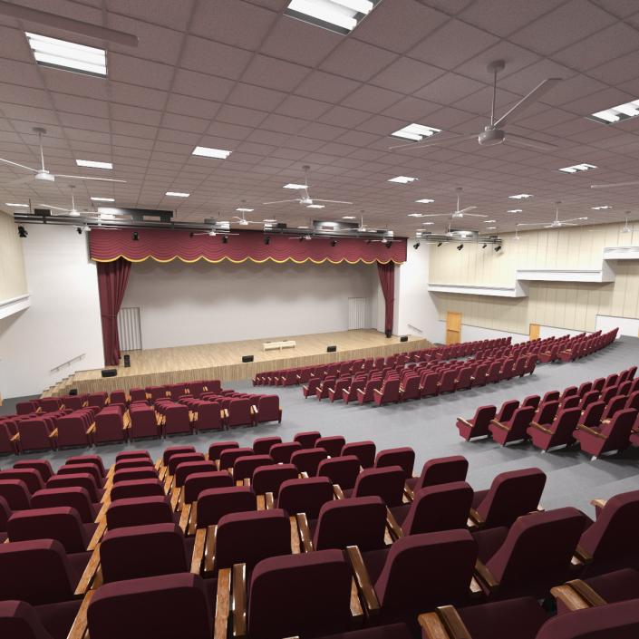 3D Interior Red Conference Hall model