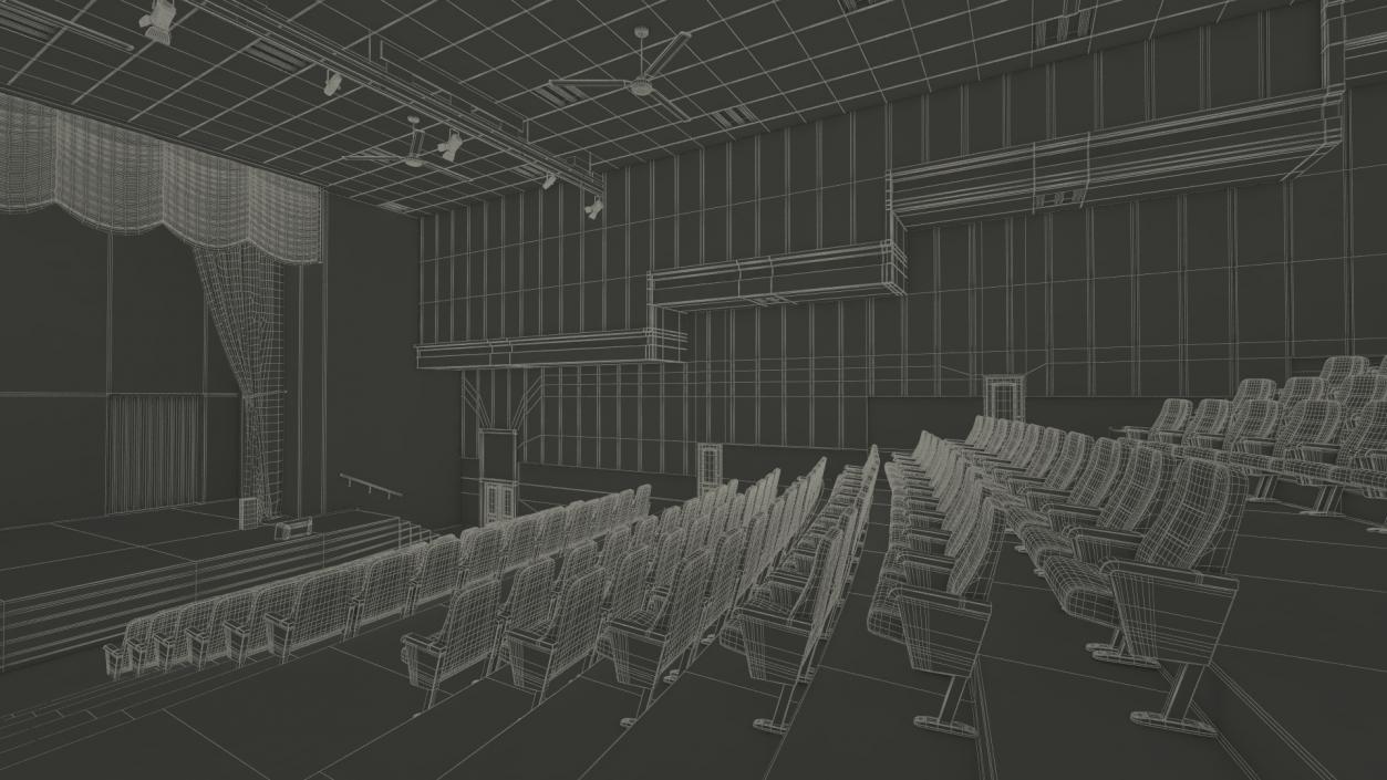 3D Interior Red Conference Hall model