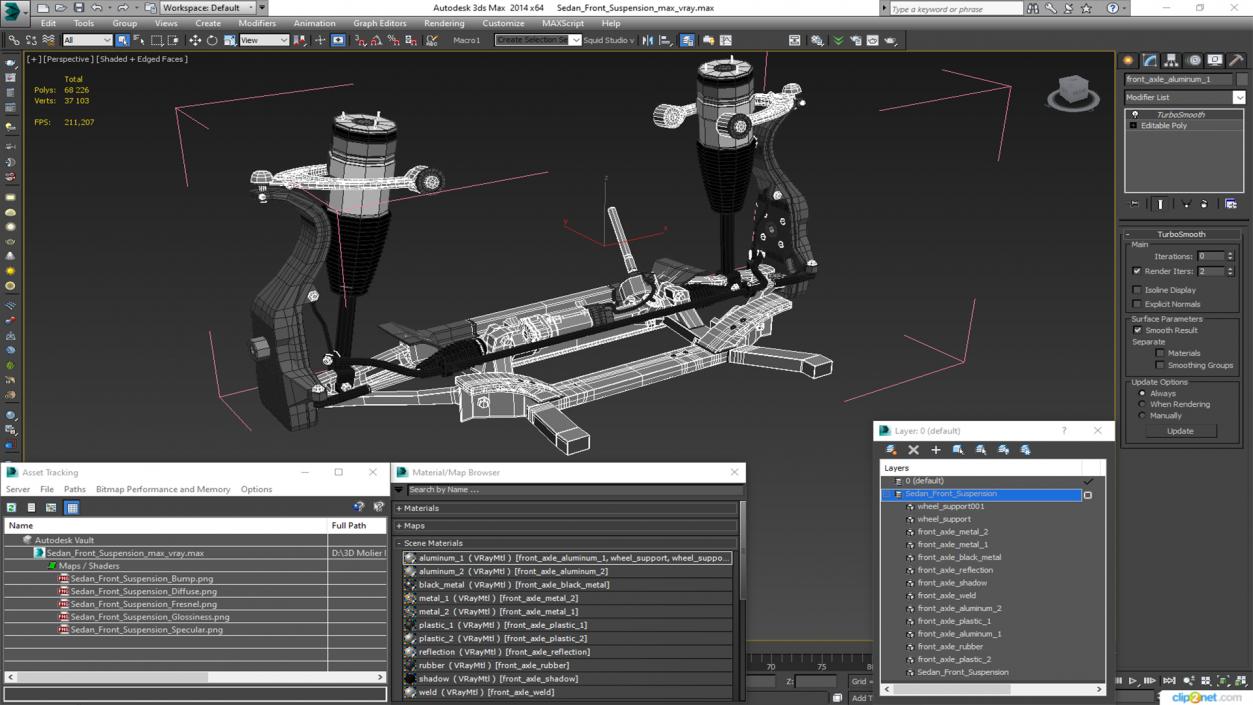 Sedan Front Suspension 3D