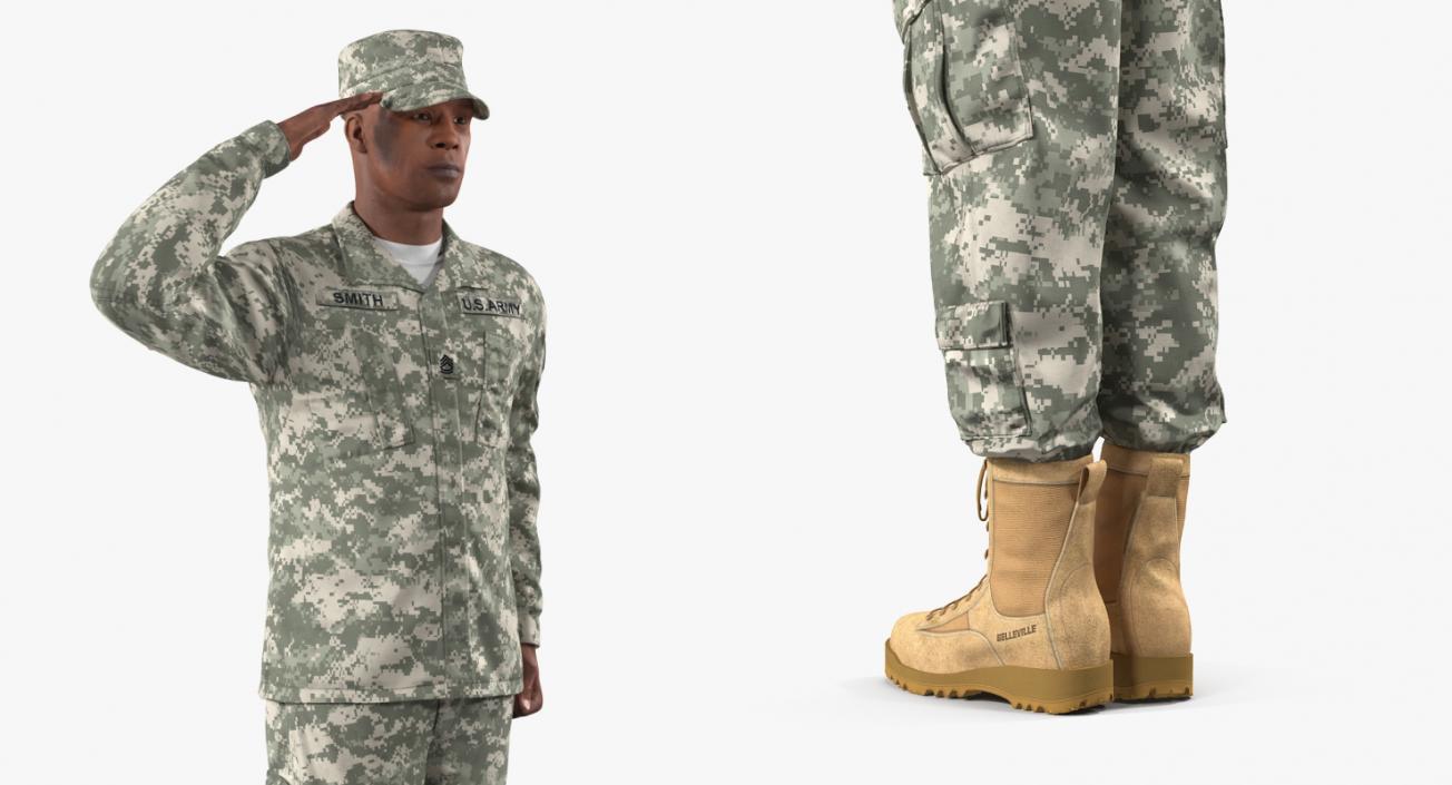 3D model US Army Soldier Camouflage Saluting Pose