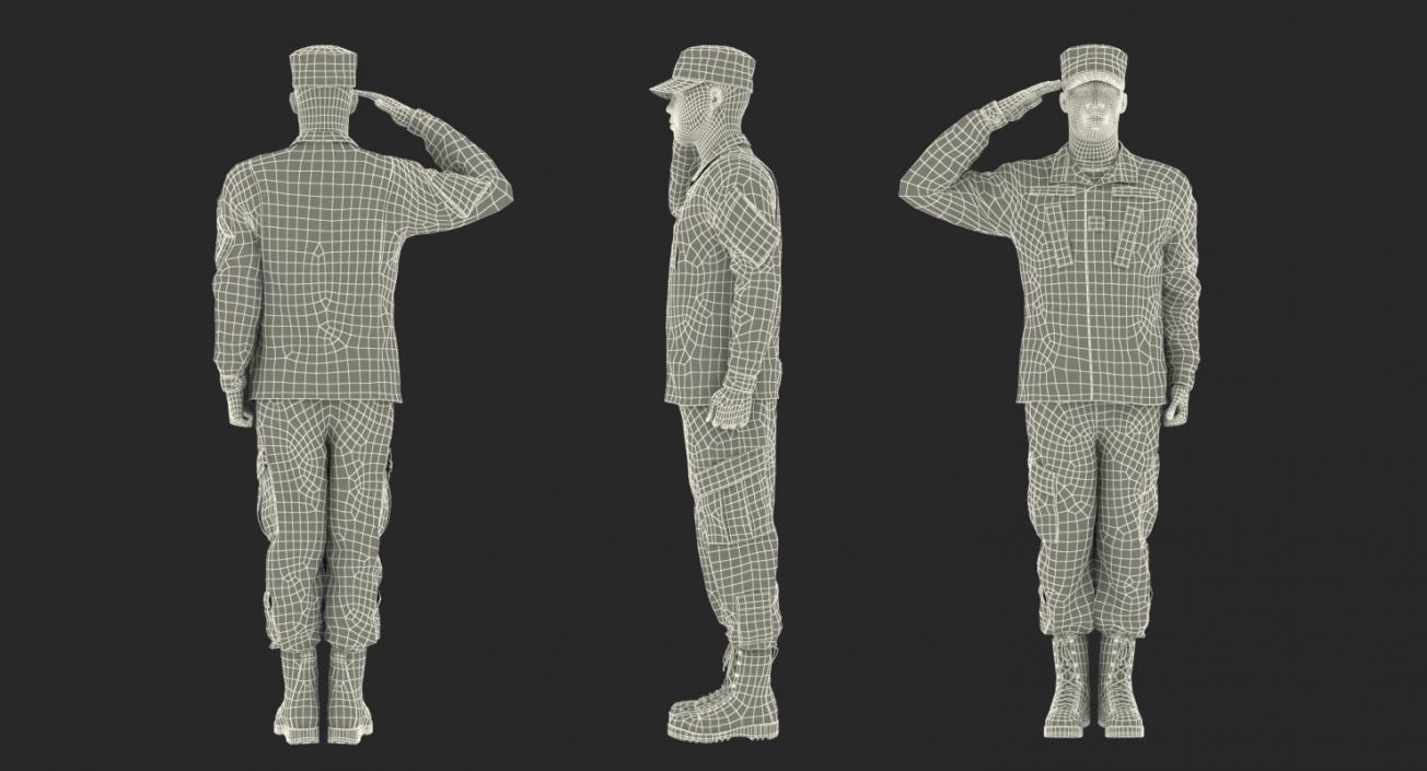 3D model US Army Soldier Camouflage Saluting Pose