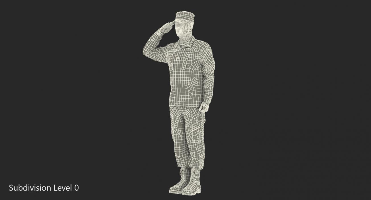 3D model US Army Soldier Camouflage Saluting Pose