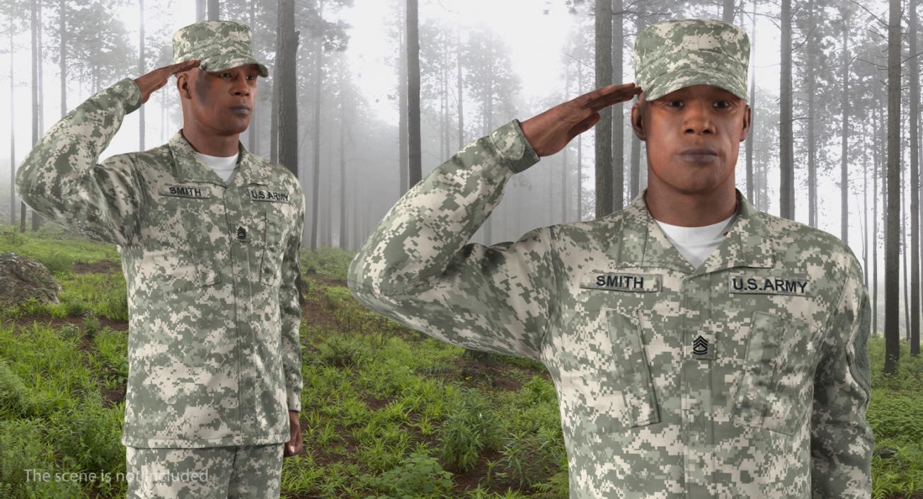 3D model US Army Soldier Camouflage Saluting Pose