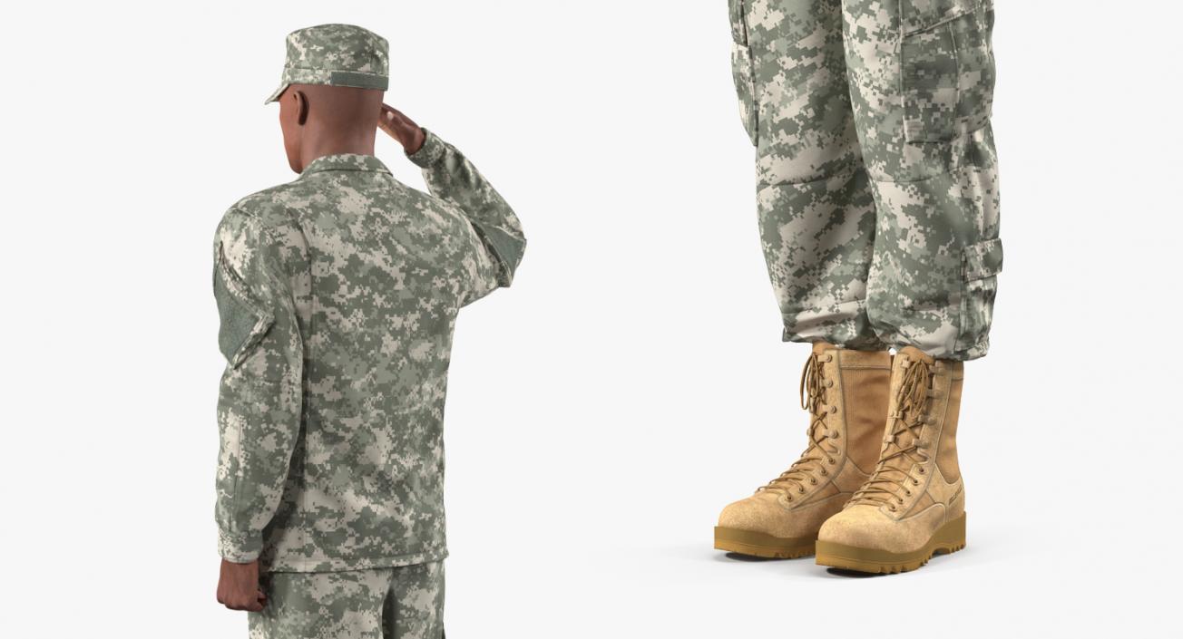 3D model US Army Soldier Camouflage Saluting Pose