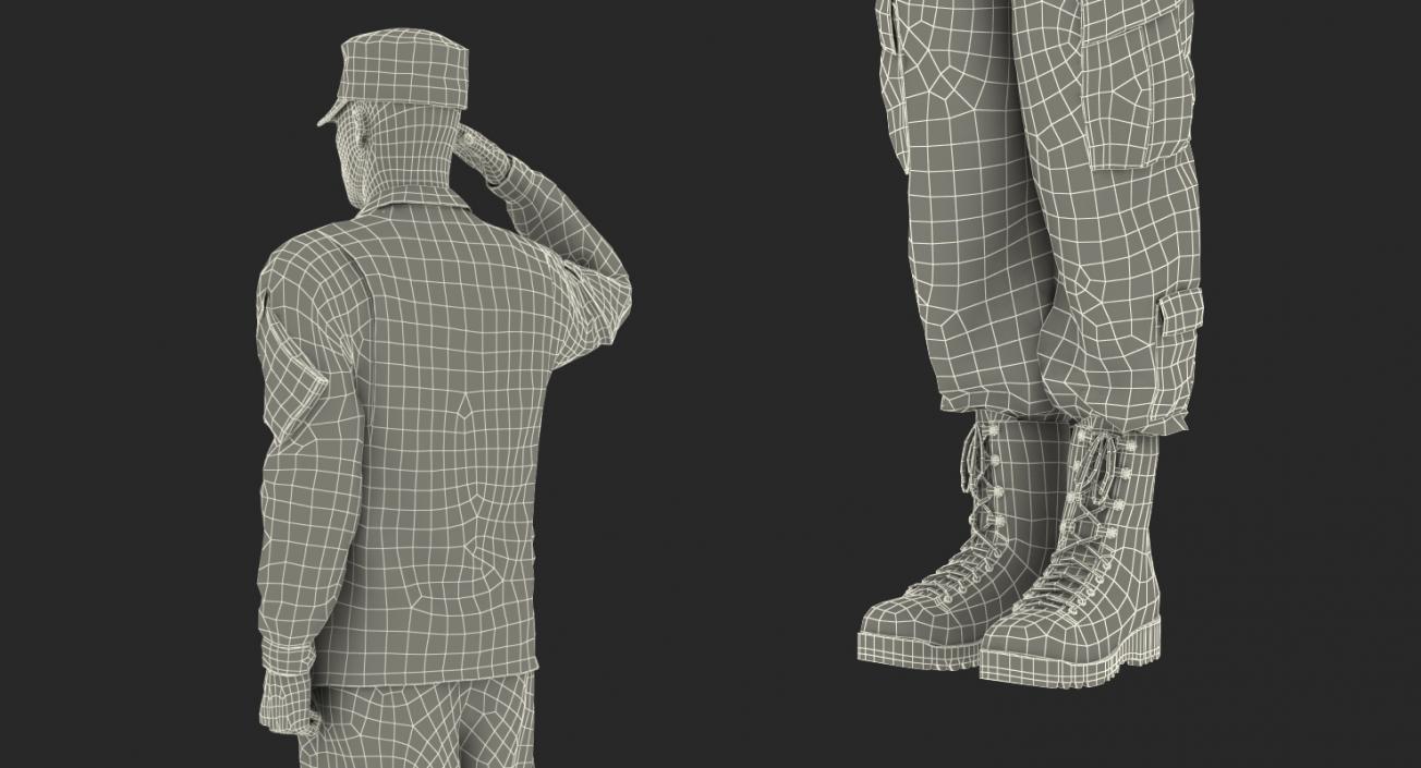 3D model US Army Soldier Camouflage Saluting Pose