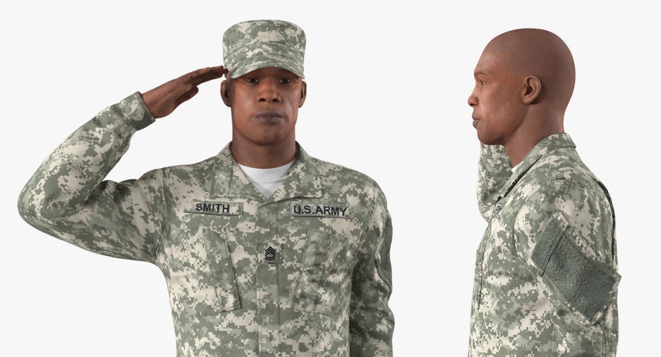 3D model US Army Soldier Camouflage Saluting Pose