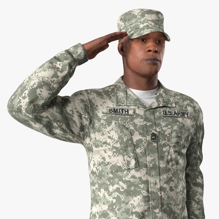 3D model US Army Soldier Camouflage Saluting Pose