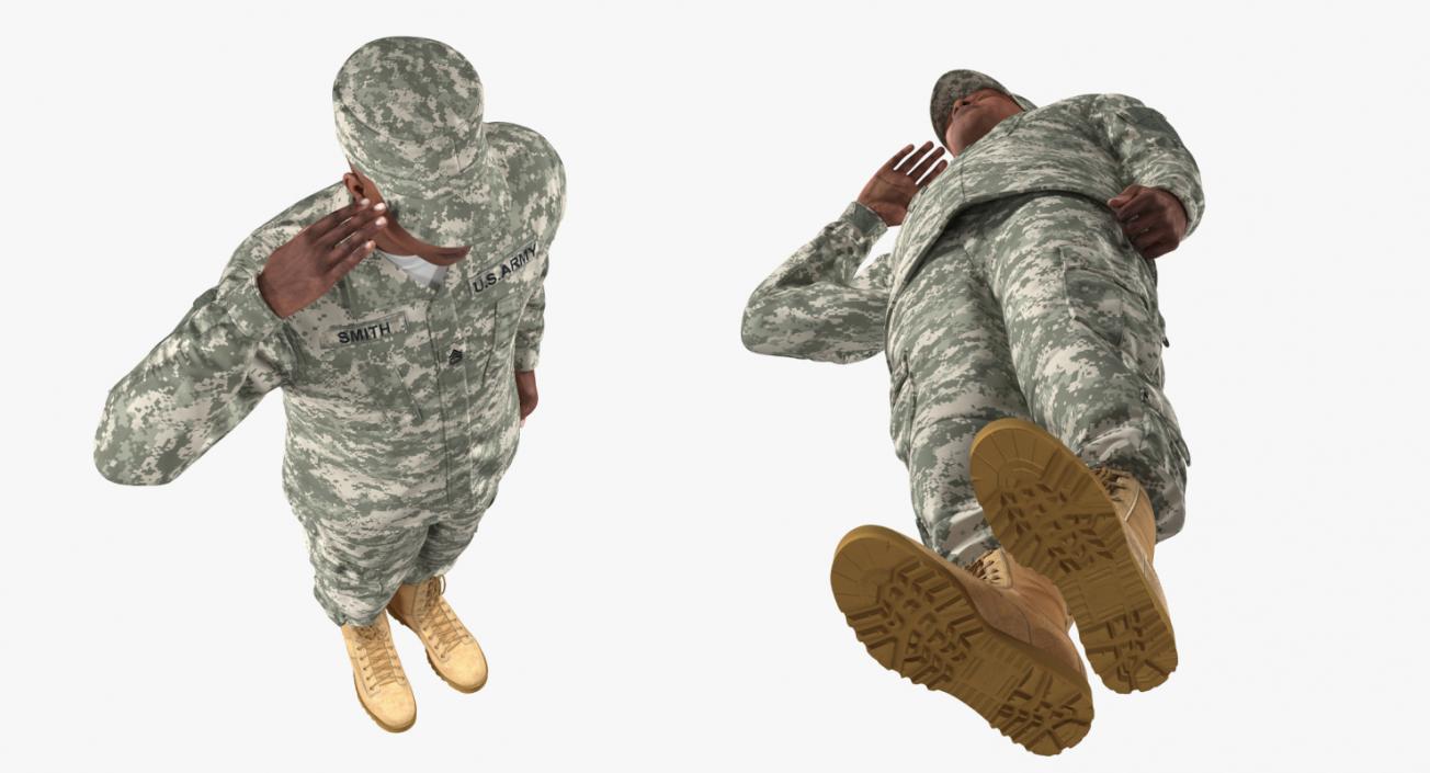 3D model US Army Soldier Camouflage Saluting Pose