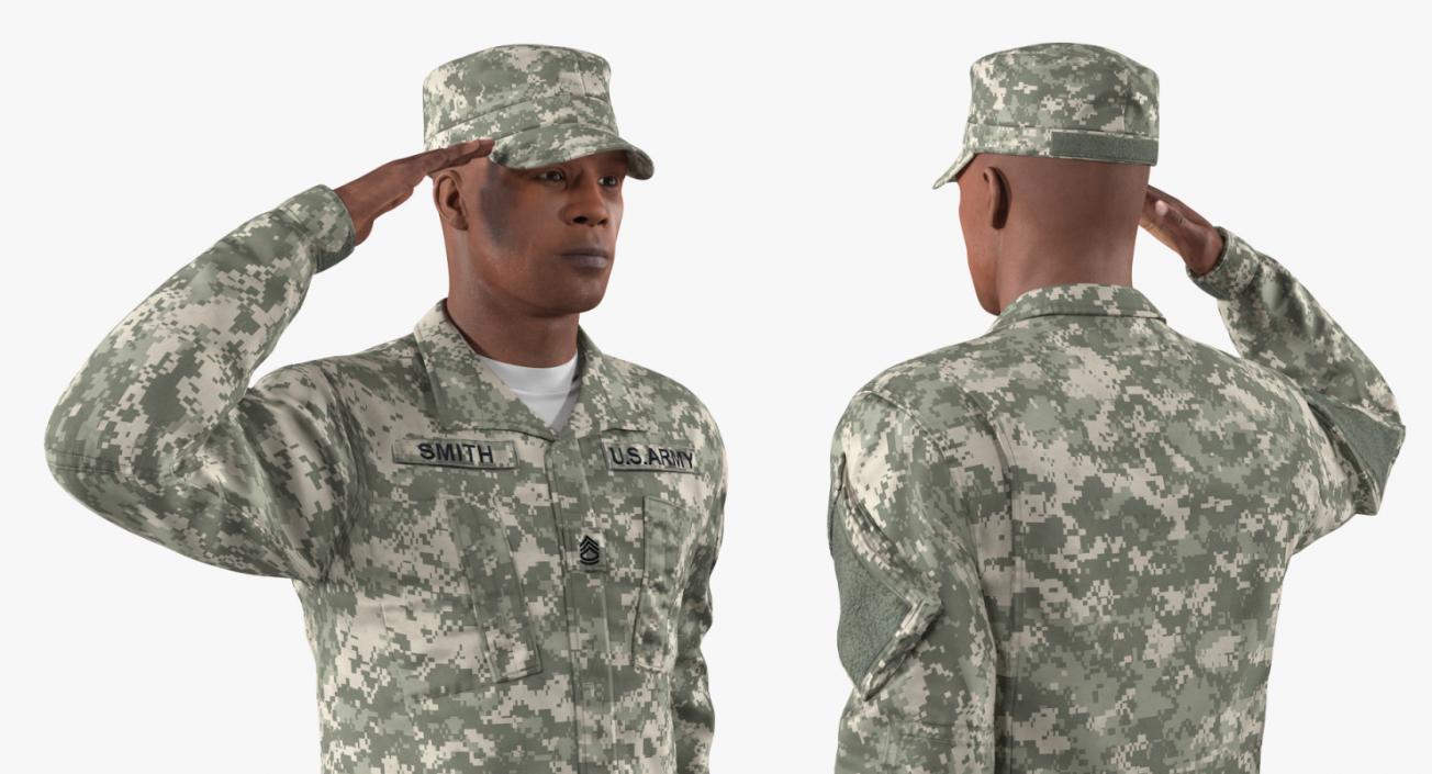 3D model US Army Soldier Camouflage Saluting Pose