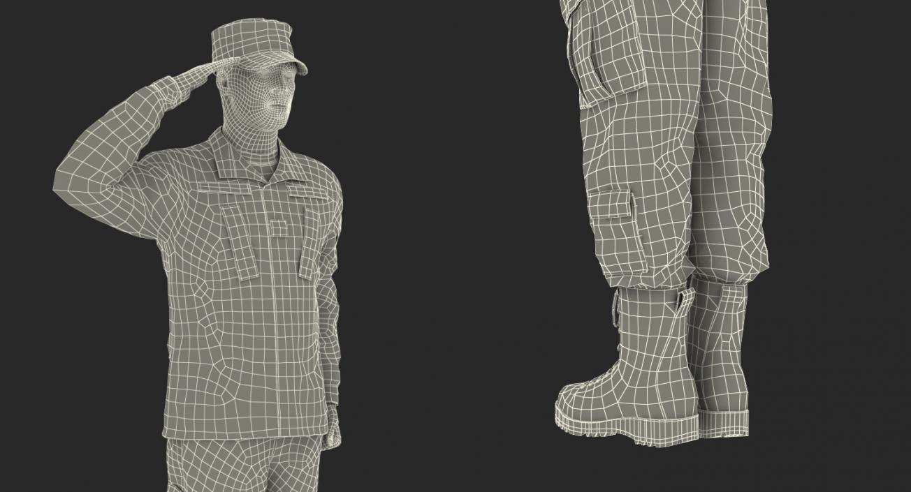 3D model US Army Soldier Camouflage Saluting Pose