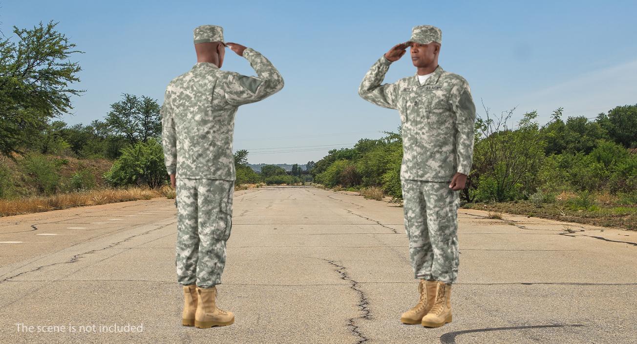 3D model US Army Soldier Camouflage Saluting Pose