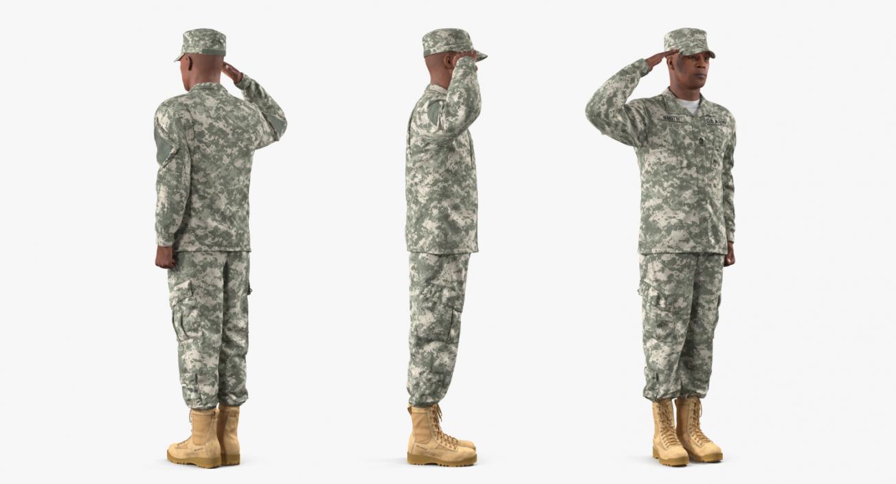 3D model US Army Soldier Camouflage Saluting Pose